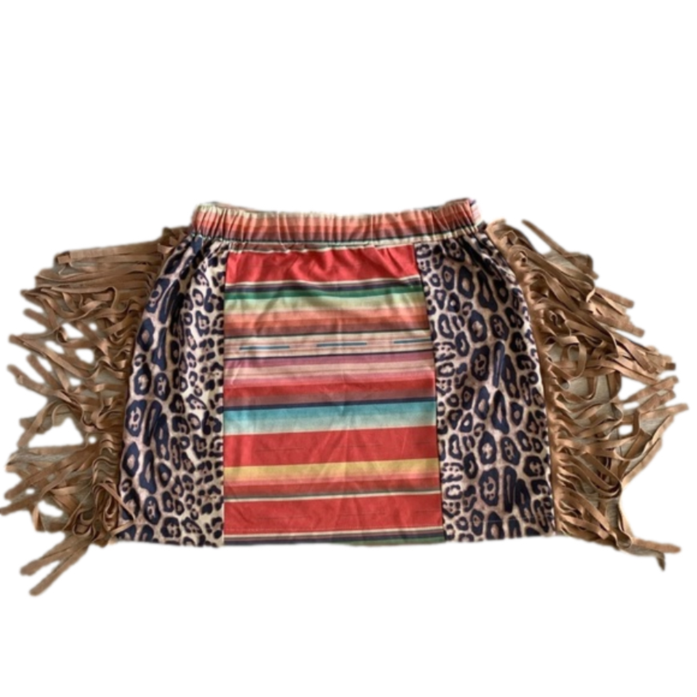 Fashion Express Striped Multicolored Leopard Print Western Mini Skirt - Picture 3 of 9